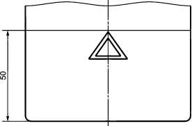 Местоположение тактильного знака предупреждения об опасности на упаковке с дном