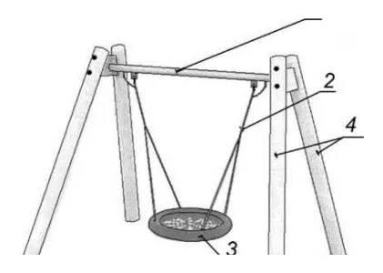 Пример качелей универсальной игровой площадки с сиденьем-гнездом, в т. ч. для детей с ОЖД