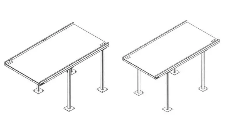 Модули наклонных секций с разным расположением опорных стоек