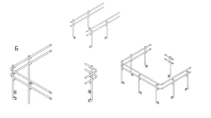 Секции поручней с вертикальными стойками