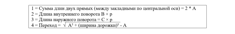 Пример расчета длина стандартных соревновательных дорожек