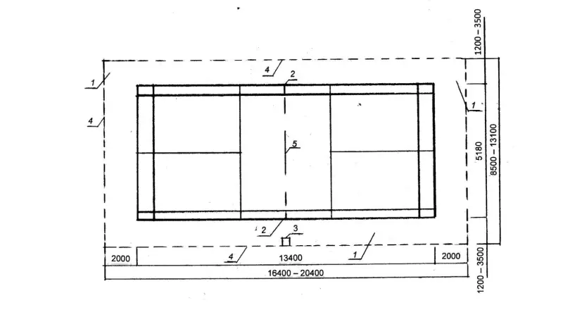Схема спортивной зоны для одиночной игры в бадминтон для детей-инвалидов