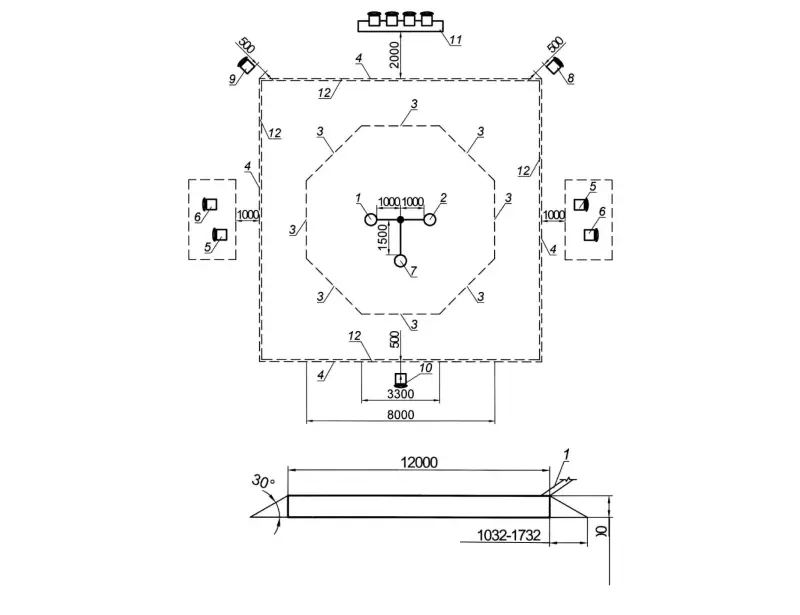 Схема спортивной зоны для тхэквондо для детей-инвалидов с ПОДА