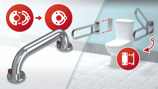 Съемные ПОРУЧНИ для санузлов с откидным элементом