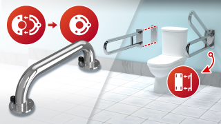 Съемные ПОРУЧНИ для санузлов с откидным элементом
