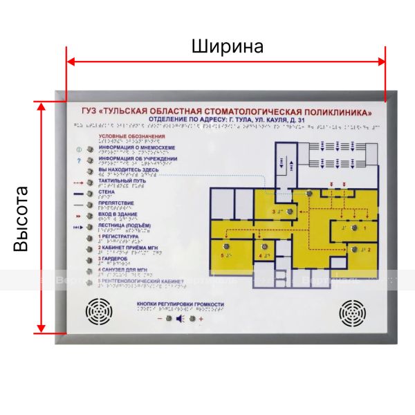 Настенная тактильно-звуковая мнемосхема со встроенной индукционной системой, индивидуальная – фото № 1