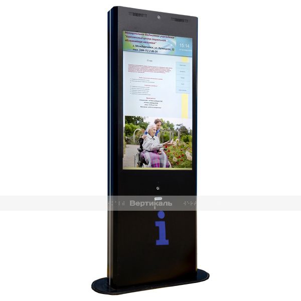 Терминал информационный «INFO-VERT-1(43)V», сенсорный, со стандартным ПО, с интегрированным комплексом видеокамер, с индукционной системой, М3 – фото № 1