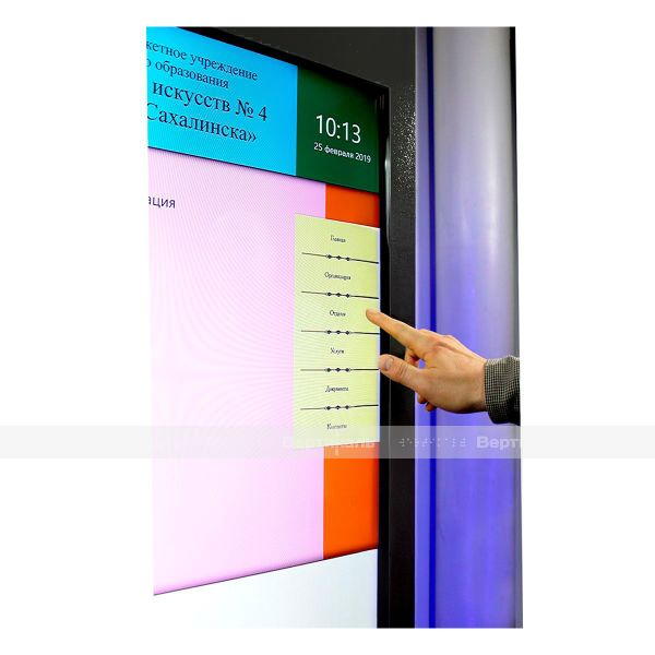 Терминал информационный «INFO-VERT-1(43)N», сенсорный, настенный, со стандартным ПО, с индукционной системой, М2 – фото № 2
