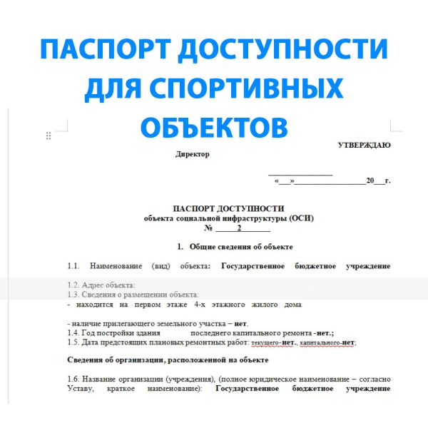 Паспорт доступности спортивного объекта до 100 м.кв – фото № 1