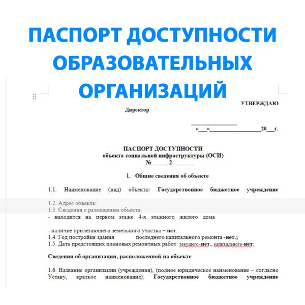 Паспорт доступности для школы до 100 м.кв – фото № 1