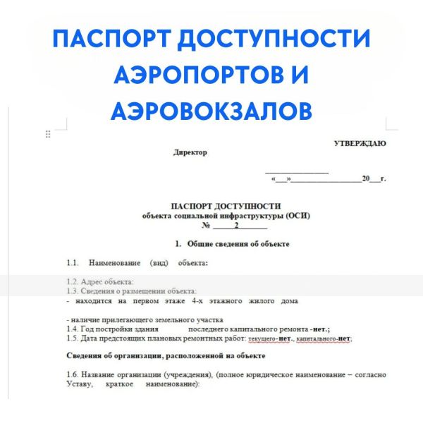 Разработка паспорта доступности аэропортов и вокзалов до 100 м.кв – фото № 1