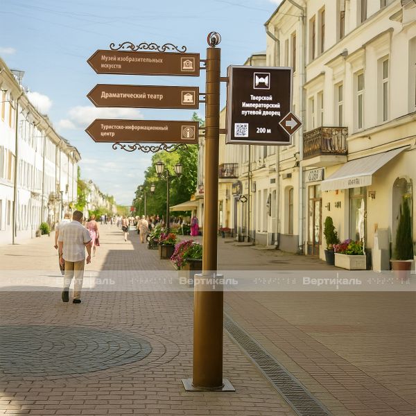 Указатель туристический на три направления со световым коробом и поворотными механизмами 3500х1725мм – фото № 2