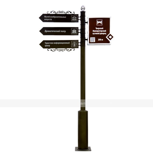 Указатель туристический на три направления со световым коробом и поворотными механизмами 3500х1725мм – фото № 1
