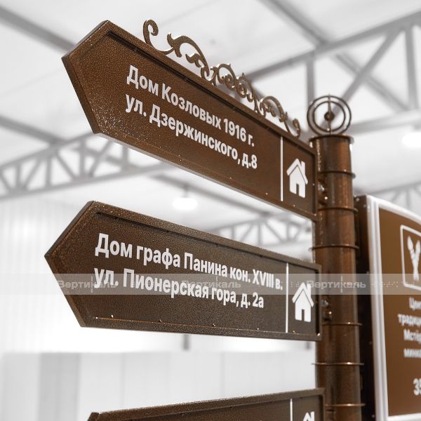 Указатель туристический на три направления со световым коробом и поворотными механизмами 2470х1725мм – фото № 6