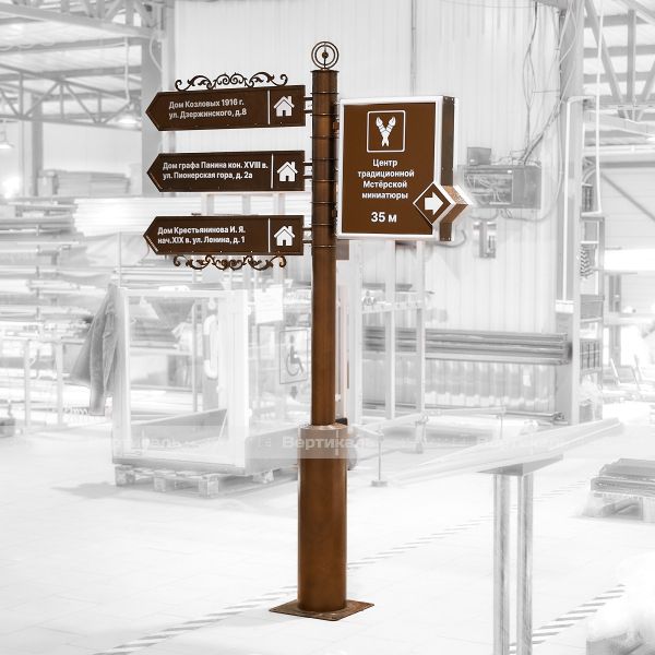 Указатель туристический на три направления со световым коробом и поворотными механизмами 2470х1725мм – фото № 3