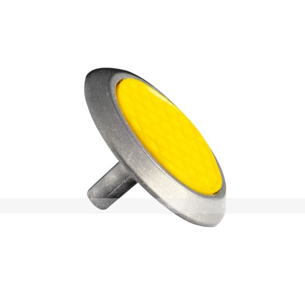 Конус тактильный, комбинированный, с противоскользящей вставкой, М8, со штифтом, D35x35, H-4мм, I-15мм, AL/PL, желтый (преодолимое препятствие, непреодолимое препятствие) – фото № 1