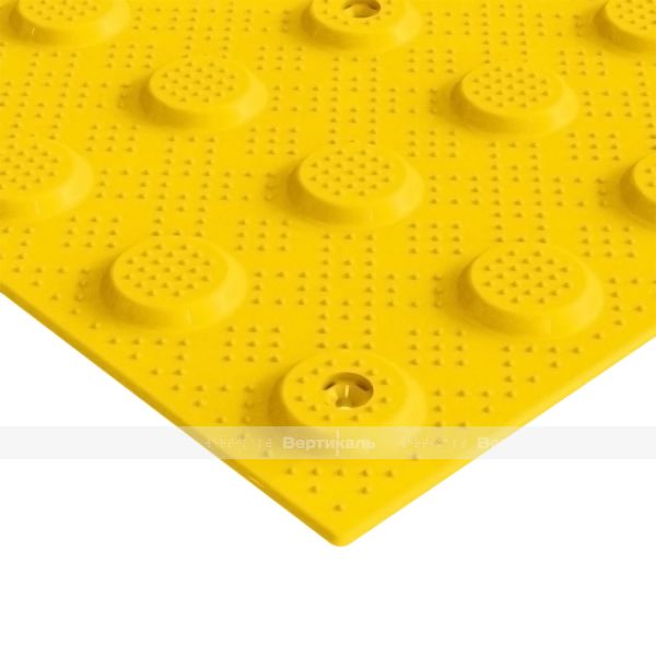 Плитка тактильная (преодолимое препятствие, поле внимания, конусы линейные) противоскользящая, 500х500х5, ПУ, желтый – фото № 10