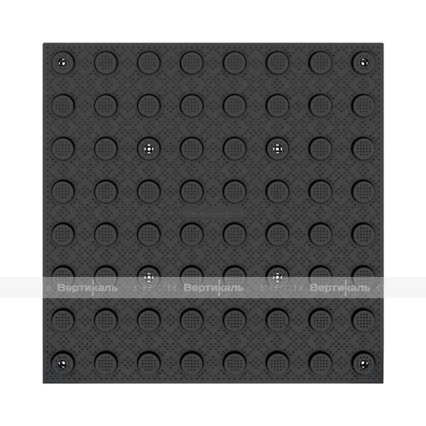 Плитка тактильная (преодолимое препятствие, поле внимания, конусы линейные) противоскользящая, 500х500х5, ПВХ, черный – фото № 1