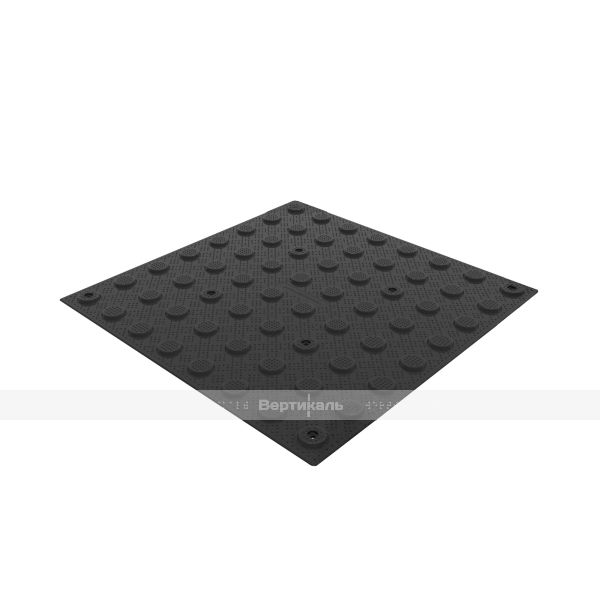 Плитка тактильная (преодолимое препятствие, поле внимания, конусы линейные) противоскользящая, 500х500х5, ПВХ, черный – фото № 7
