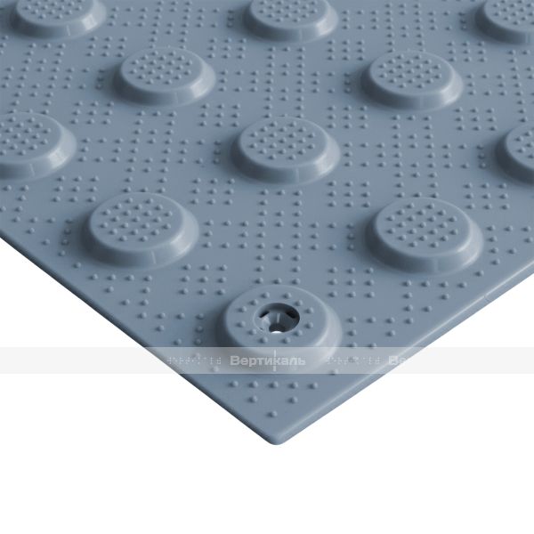 Плитка тактильная (преодолимое препятствие, поле внимания, конусы линейные) противоскользящая, 500х500х5, ПВХ, серый – фото № 10