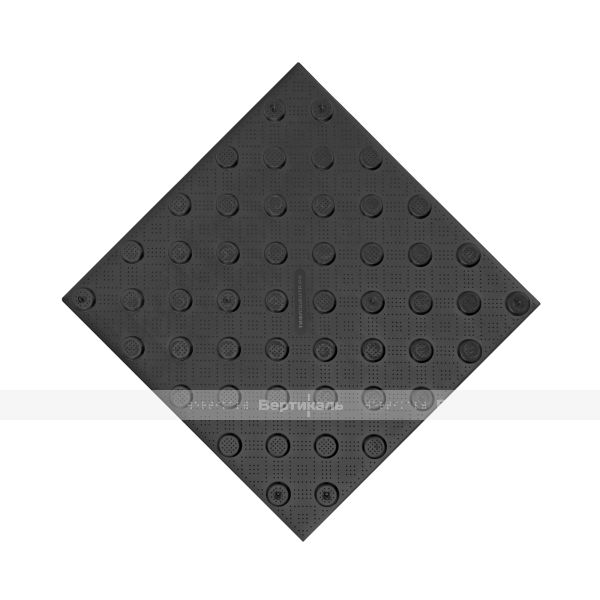 Плитка тактильная (непреодолимое препятствие, конусы шахматные) противоскользящая, 500х500х5, ПУ, черный – фото № 6