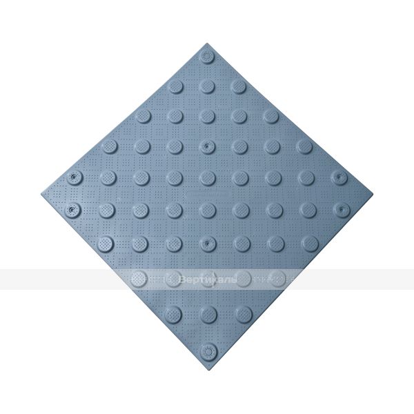 Плитка тактильная (непреодолимое препятствие, конусы шахматные) противоскользящая, 500х500х5, ПУ, серый – фото № 6