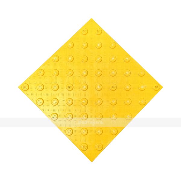 Плитка тактильная (непреодолимое препятствие, конусы шахматные) противоскользящая, 500х500х5, ПВХ, желтый – фото № 6