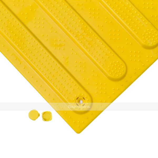 Плитка тактильная (направление движения, полоса) противоскользящая, 500х540х5, ПУ, желтый – фото № 11