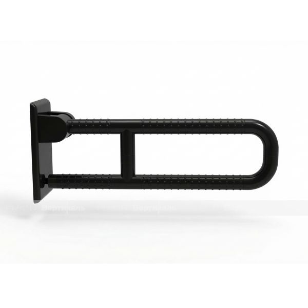 Поручень настенный откидной для инвалидов, антибактериальный, для унитаза, D35 мм, черного цвета – фото № 2