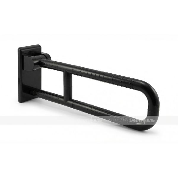 Поручень настенный откидной для инвалидов, антибактериальный, для унитаза, D35 мм, черного цвета – фото № 1