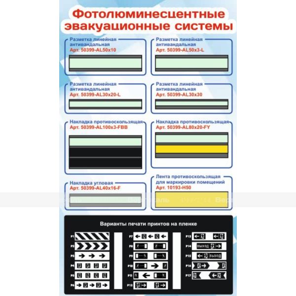 Основная панель стенда "Фотолюминесцентные эвакуационные системы" – фото № 1