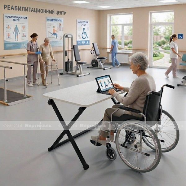 Парта белого цвета для людей с ОВЗ складная с регулировкой высоты, уровня наклона из стали с порошковой покраской – фото № 3