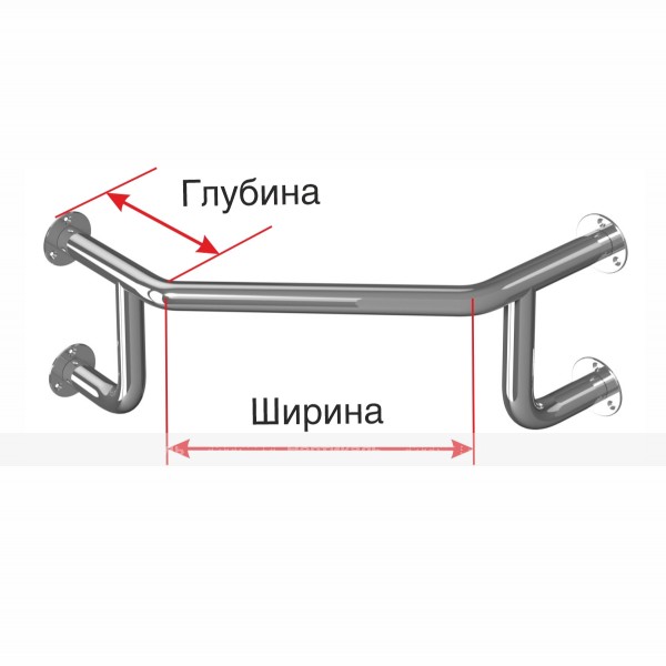 Поручень опорный для раковины, с опорой в стену четыре точки, материал-AISI304, индивидуальный – фото № 1