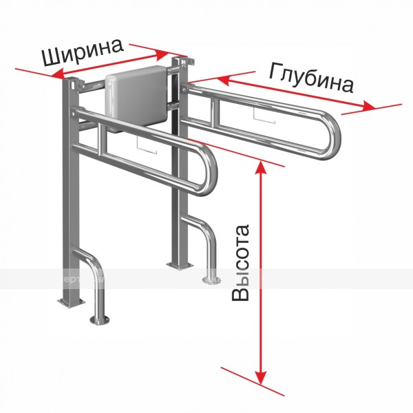 Опорное устройство с поддержкой спины, с откидными поручнями, материал-AISI304, индивидуальное – фото № 1