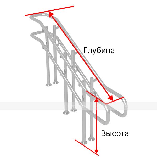 Поручень разделительный, креплением к полу, нержавеющая сталь, D38 мм, индивидуальный – фото № 1