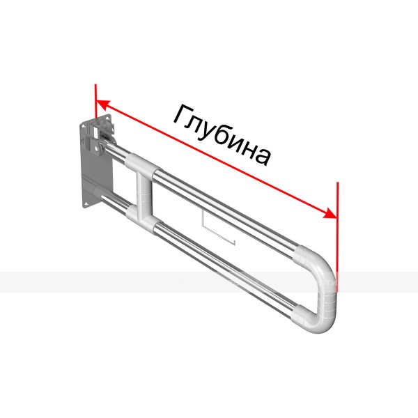 Поручень опорный для санузла, откидной, с фиксатором, с бумагодержателем, пристенный, нержавеющая сталь с полиамидными окончаниями, D32 мм, индивидуальный – фото № 1
