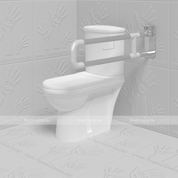 Поручень опорный для санузла, откидной, с фиксатором, с бумагодержателем, пристенный, тип 3, нержавеющая сталь с полиамидными окончаниями, D32 мм – фото № 2