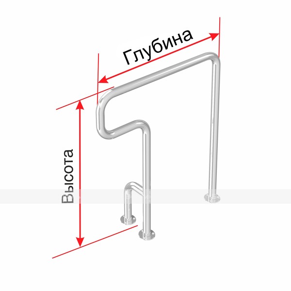 Поручень опорный для санузла (ванна, унитаз, писсуар), правый, с креплением к полу, материал-Ст3, индивидуальный – фото № 1