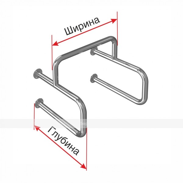 Поручень опорный для писсуара, пристенный, нержавеющая сталь, D32 мм, индивидуальный – фото № 1