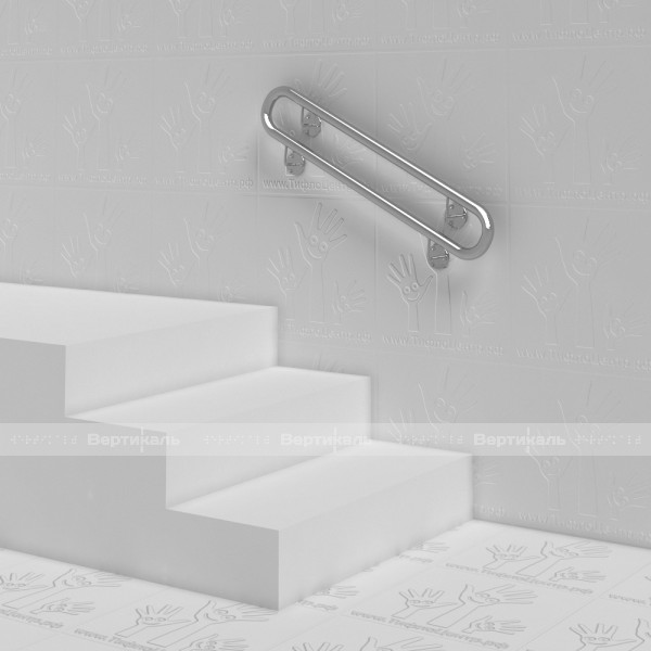 Поручень опорный, двойной, с кронштейнами, пристенный, нержавеющая сталь, D32 мм – фото № 3