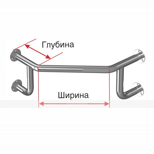 Поручень опорный для раковины, пристенный, четыре точки опоры, нержавеющая сталь, D32 мм, индивидуальный – фото № 1
