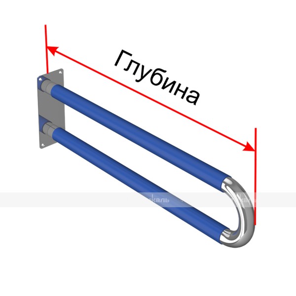 Поручень опорный для санузла, без откидного механизма, пристенный, нержавеющая сталь с ПВХ накладкой, D38 мм, индивидуальный – фото № 1