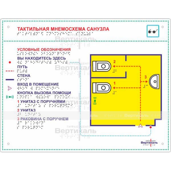 Мнемосхема тактильная полноцветная на стальной основе 2 мм. Размер 321 х 411 мм – фото № 1